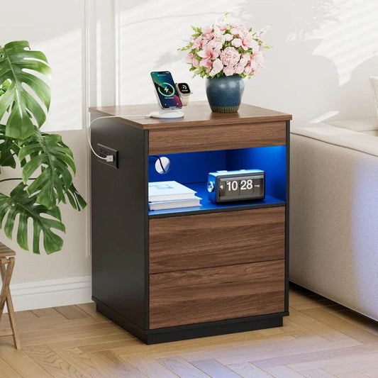 Modern lockable nightstand with hidden compartment - Loft&Timber