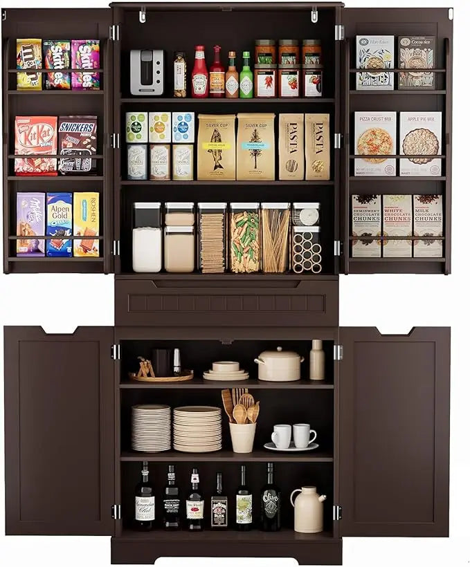 71" Tall Kitchen Pantry Cabinet with Doors and Shelves - Loft&Timber