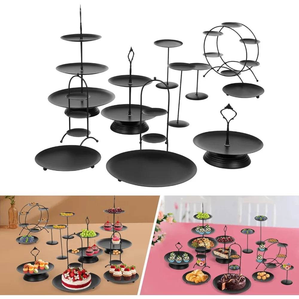 12 Pcs White/Black Cake Stand Set - Loft&Timber