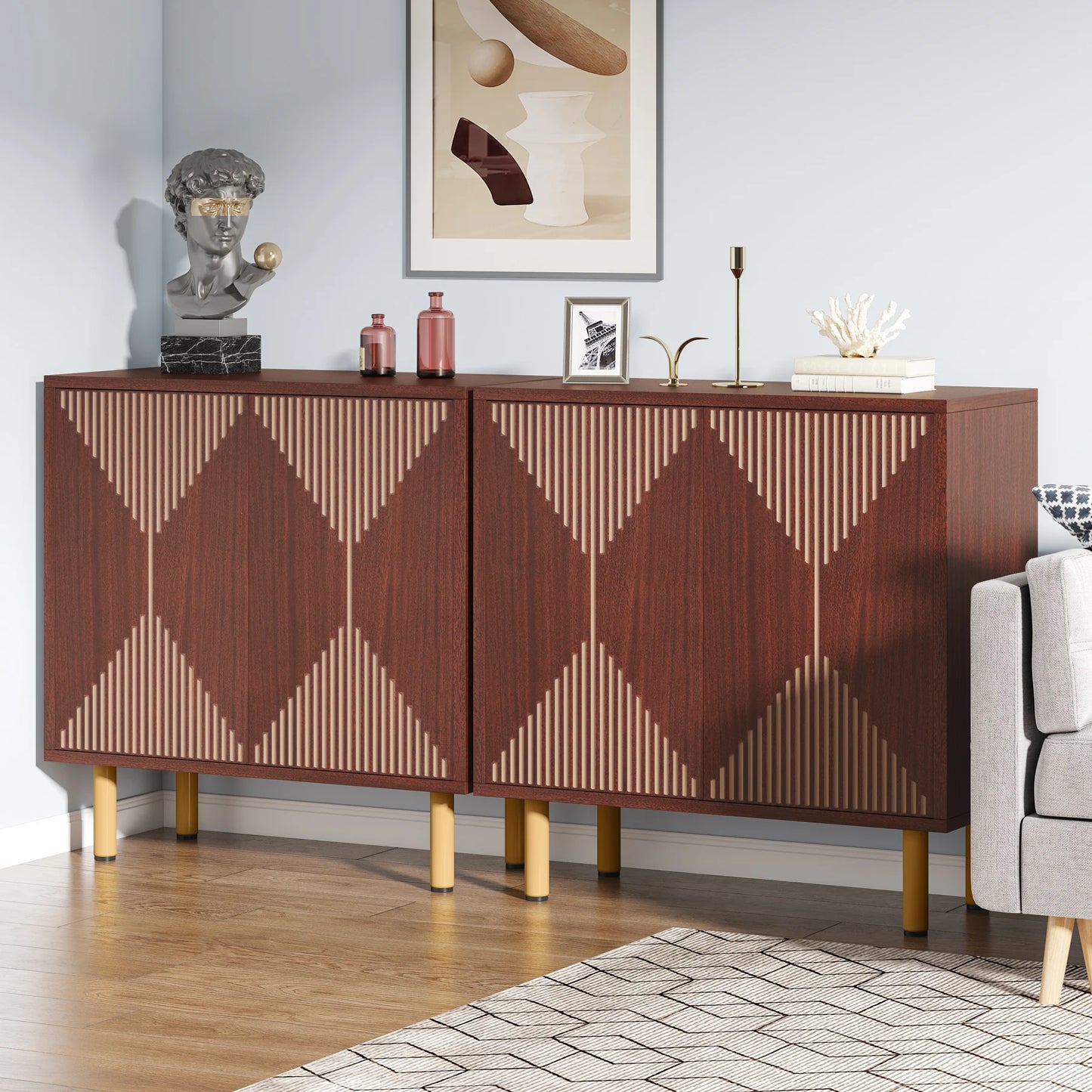 59" Tribesigns Modern Natural Storage Cabinet; Freestanding Floor Cabinet - Loft&Timber