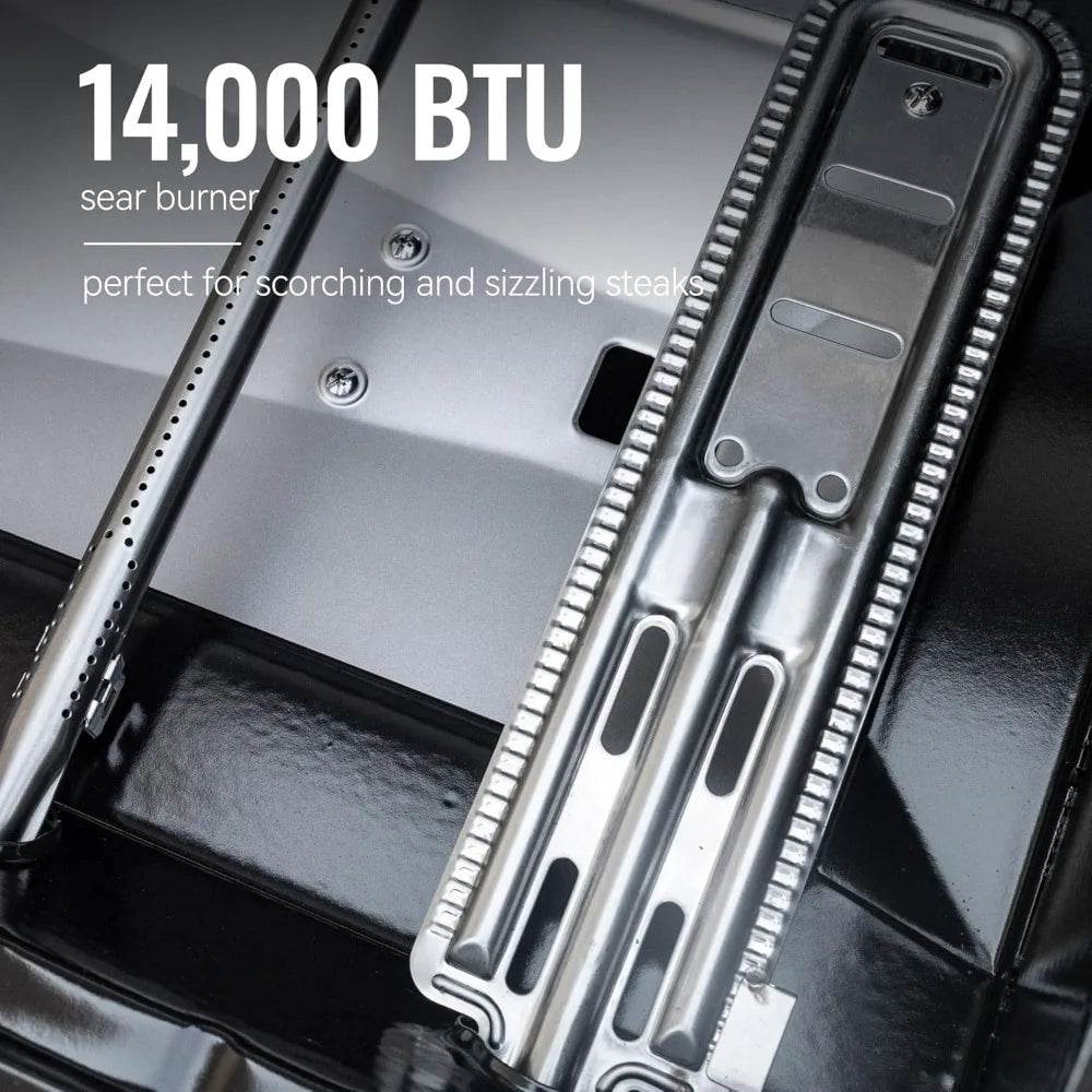 6-Burner BBQ Liquid Propane Gas Grill in Olive Green, with Sear Burner and Side Burner, 74,000 BTU, Cabinet Style Grill - Loft&Timber