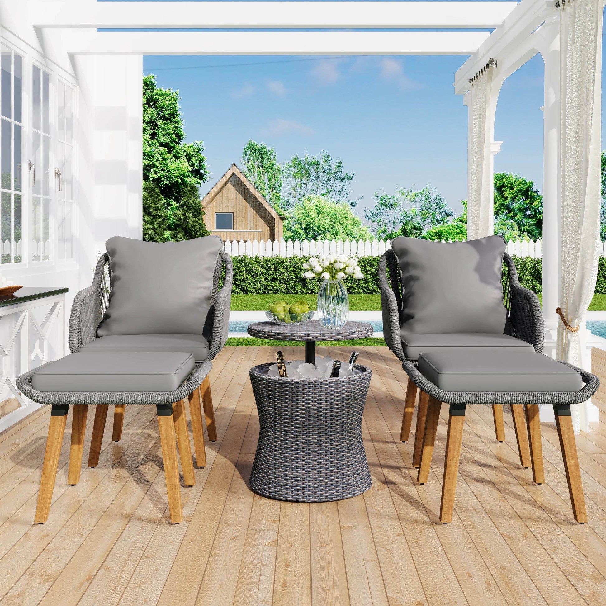 5 Pieces Outdoor Patio Furniture Set - Loft&Timber