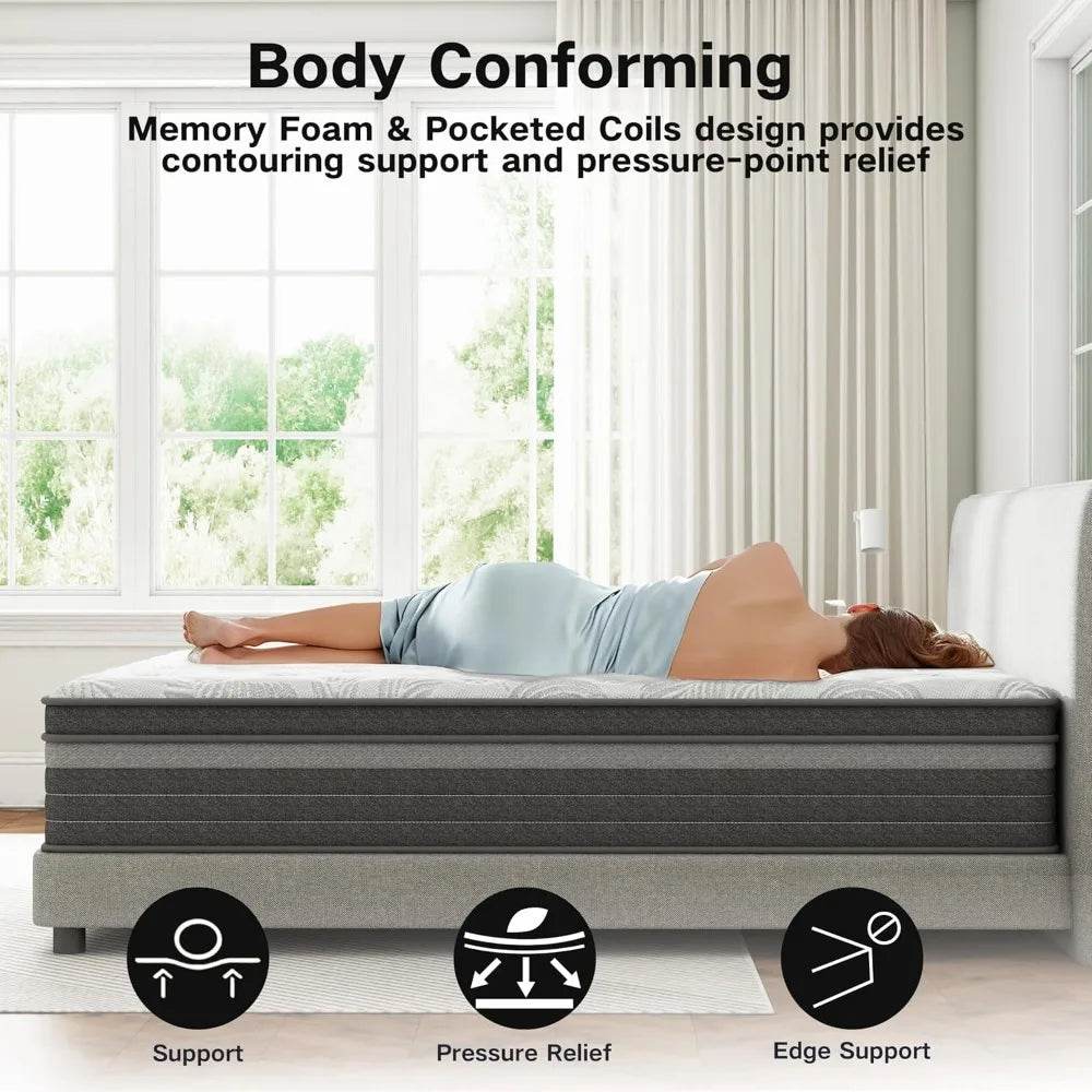 12 inch Mattress in a Box| Hybrid Design with CertiPUR-US Foam - Loft&Timber