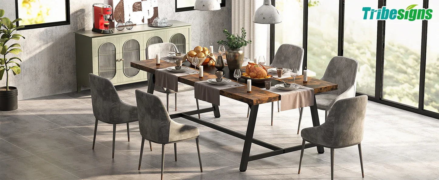 Tribesigns Dining Table for 8 People, 70.87" Rectangular Wood Kitchen Table - Loft&Timber
