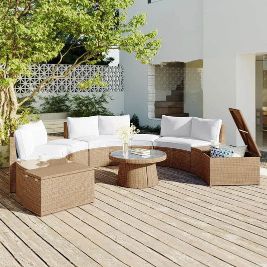 10-Piece Outdoor Sectional Rattan Sofa Set, White - Loft&Timber