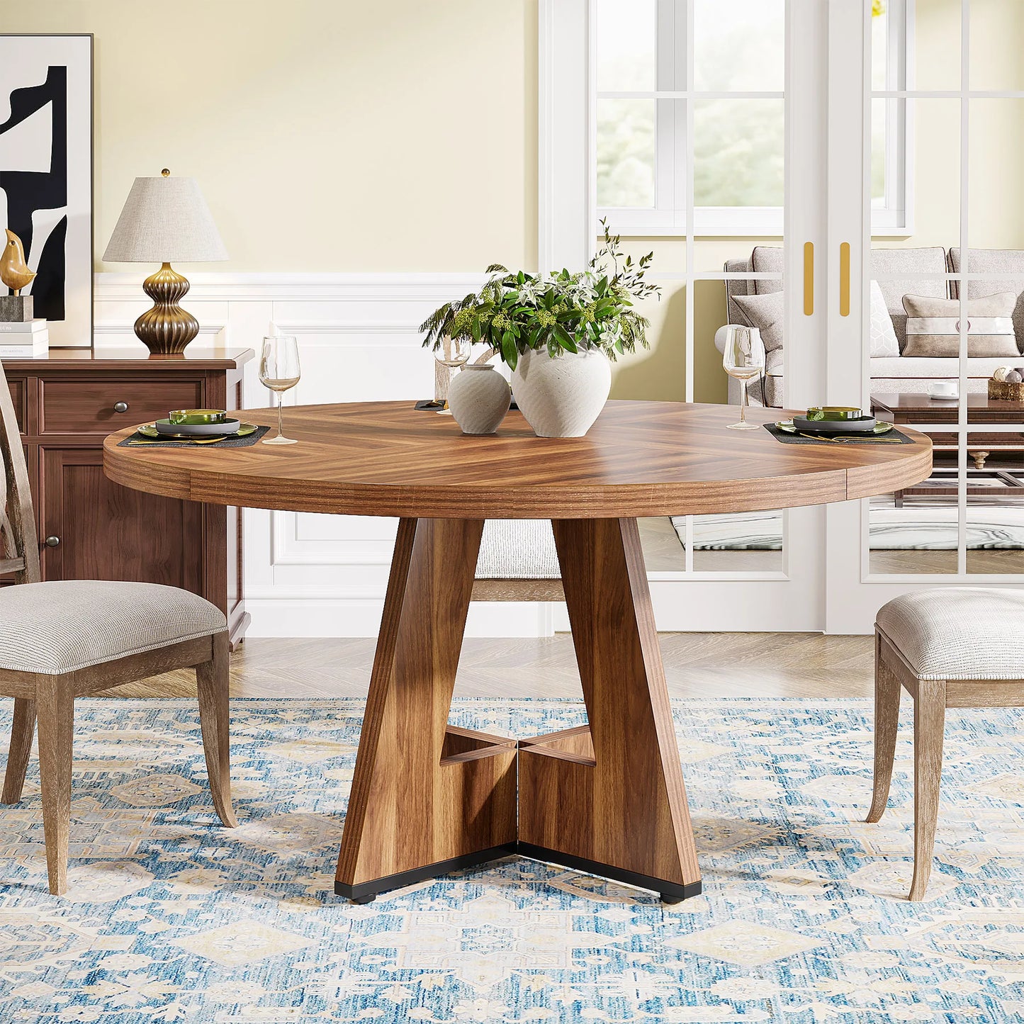 Tribesigns Round Dining Table for 4, 47" - Loft&Timber