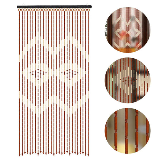 90x175cm 27 Lines Door Curtain Wooden Bead Curtain with Jagged Pattern - Loft&Timber