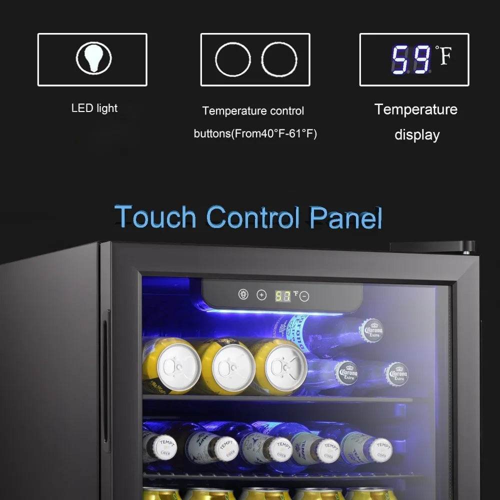 Beverage Refrigerator Cooler-85 Can Mini Fridge Glass Door - Loft&Timber