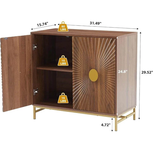 Sideboard Buffet Cabinet Set of 2 with 2 Doors and Adjustable Shelves - Loft&Timber