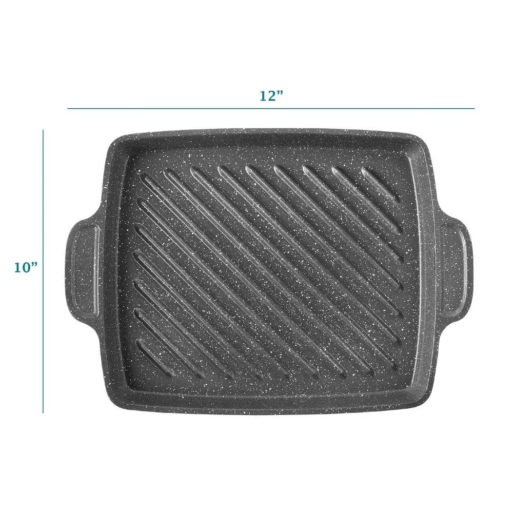 12 Inch Square Non-Slip Handle Cast Aluminum Steak Pan Non-Stick Coating - Loft&Timber