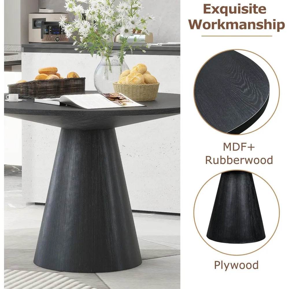 Round Dining Table, Retro Style Wooden Round Dining Table - Loft&Timber