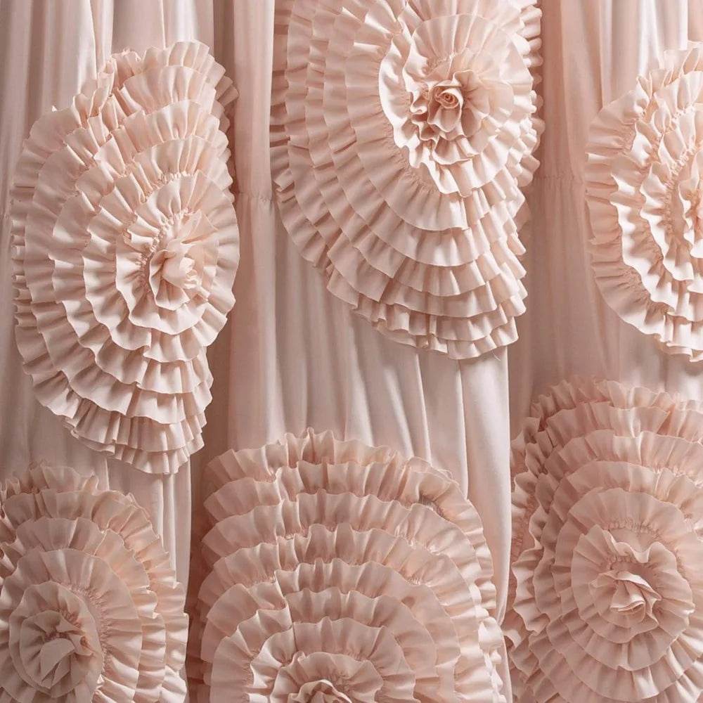 Serena 72 Wide x 72 Long Ruffled Shower Curtain in Blush Pink - Loft&Timber