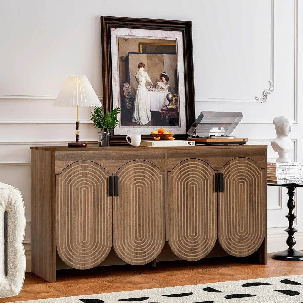 Fluted Sideboard Cabinet with Storage with Adjustable Shelves - Loft&Timber