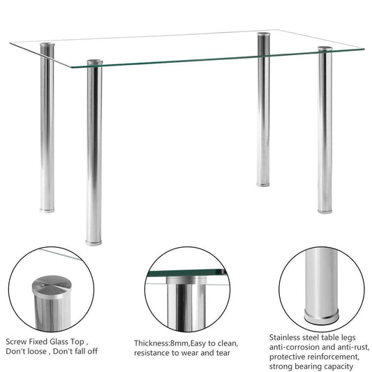 Simple Assembled Transparent Glass and Iron Dinner Table - Loft&Timber