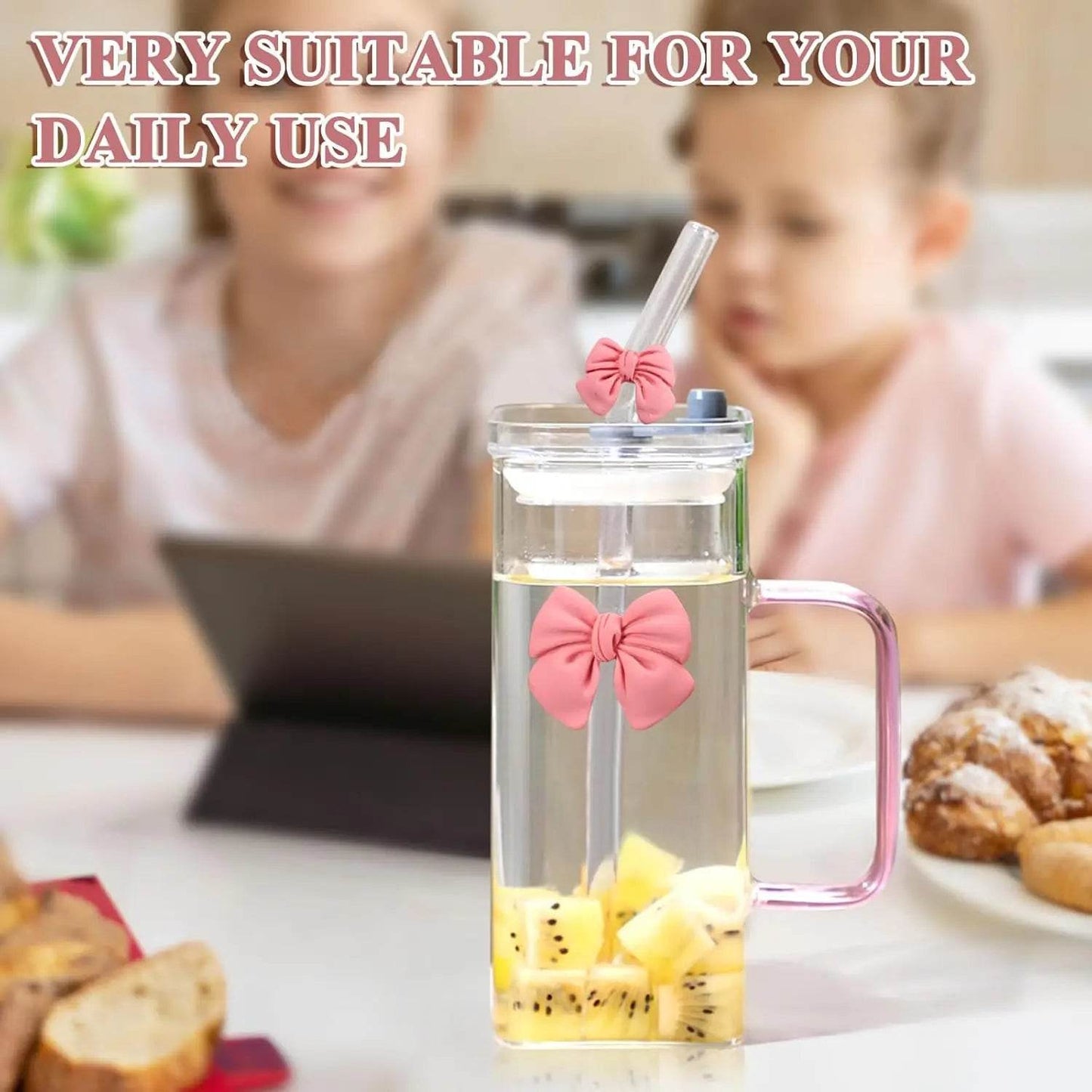 13Oz Square Glass Cups with Lids and Straws - Loft&Timber