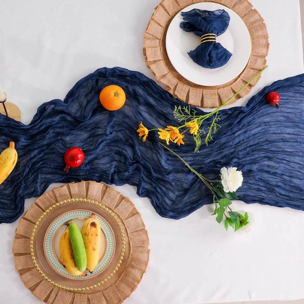 13Ft Navy Blue Cheesecloth Table Runner, 160inch - Loft&Timber