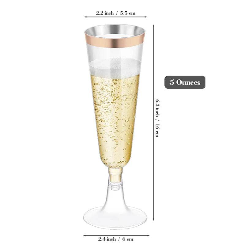 5pcs 5OZ Champagne Cup Disposable Plastic Flutes - Loft&Timber