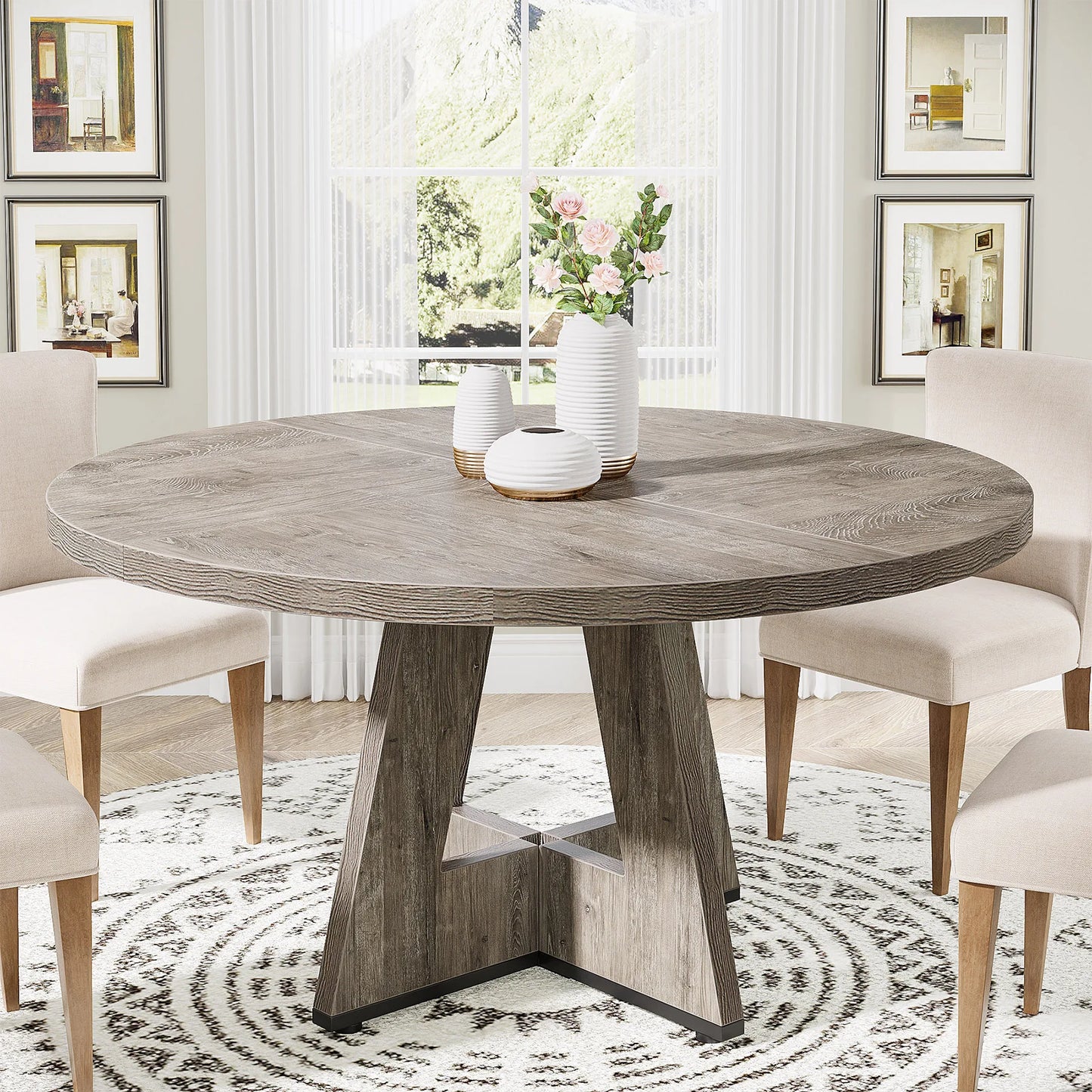 Tribesigns Round Dining Table for 4, 47" - Loft&Timber