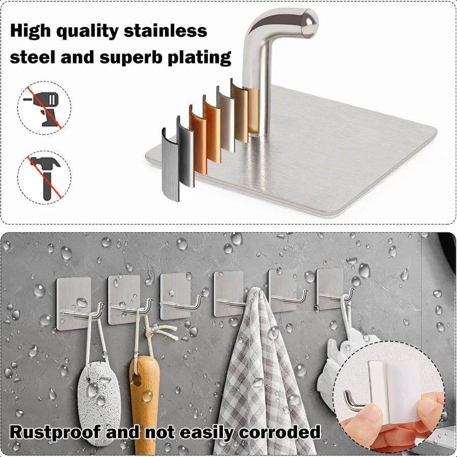 Adhesive Hooks 304 Stainless Steel Sticky Wall Hooks - Loft&Timber