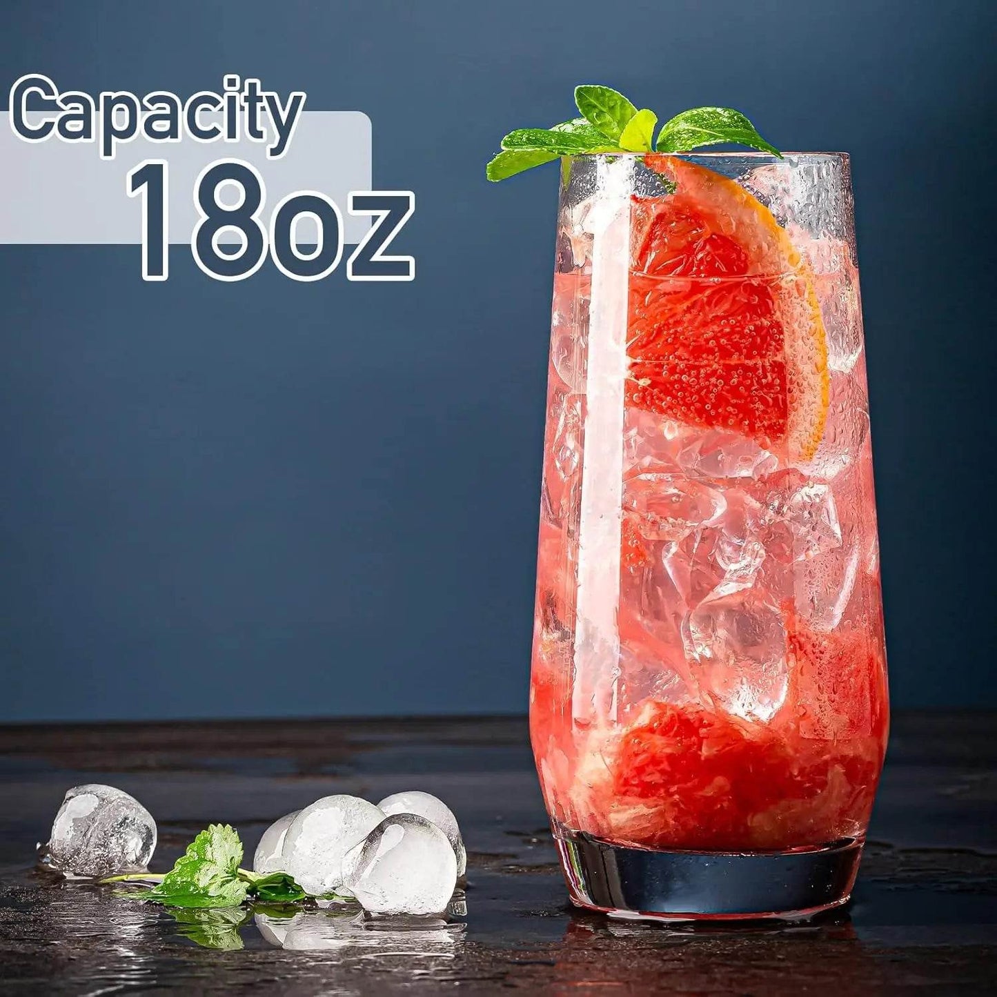 Drinking Glasses, Crystal Highball Glasses Set of 6 with Straws and Bamboo Lids - Loft&Timber