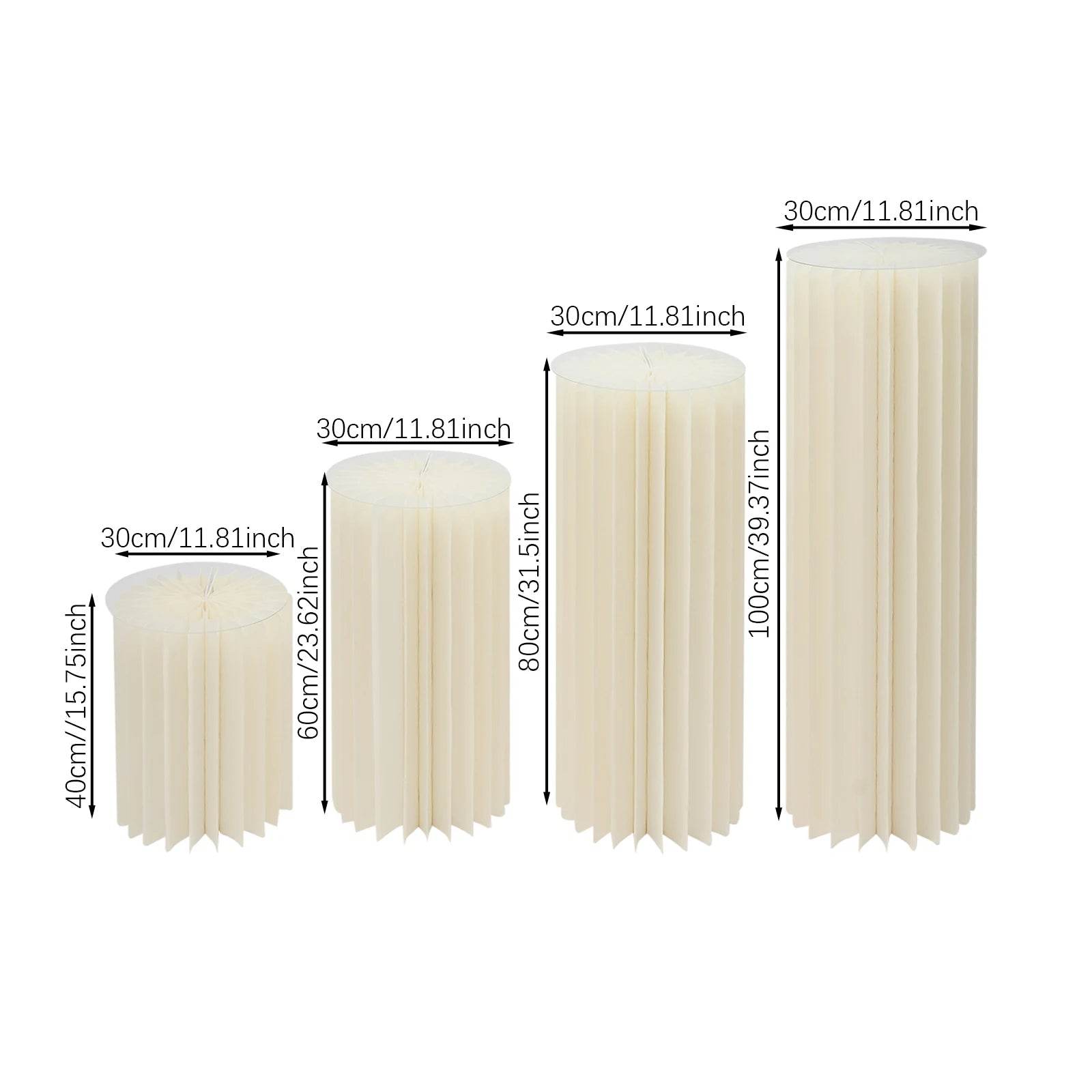 4Pcs Foldable Cardboard Flower or cake Stand (40+60+80+100cm) - Loft&Timber