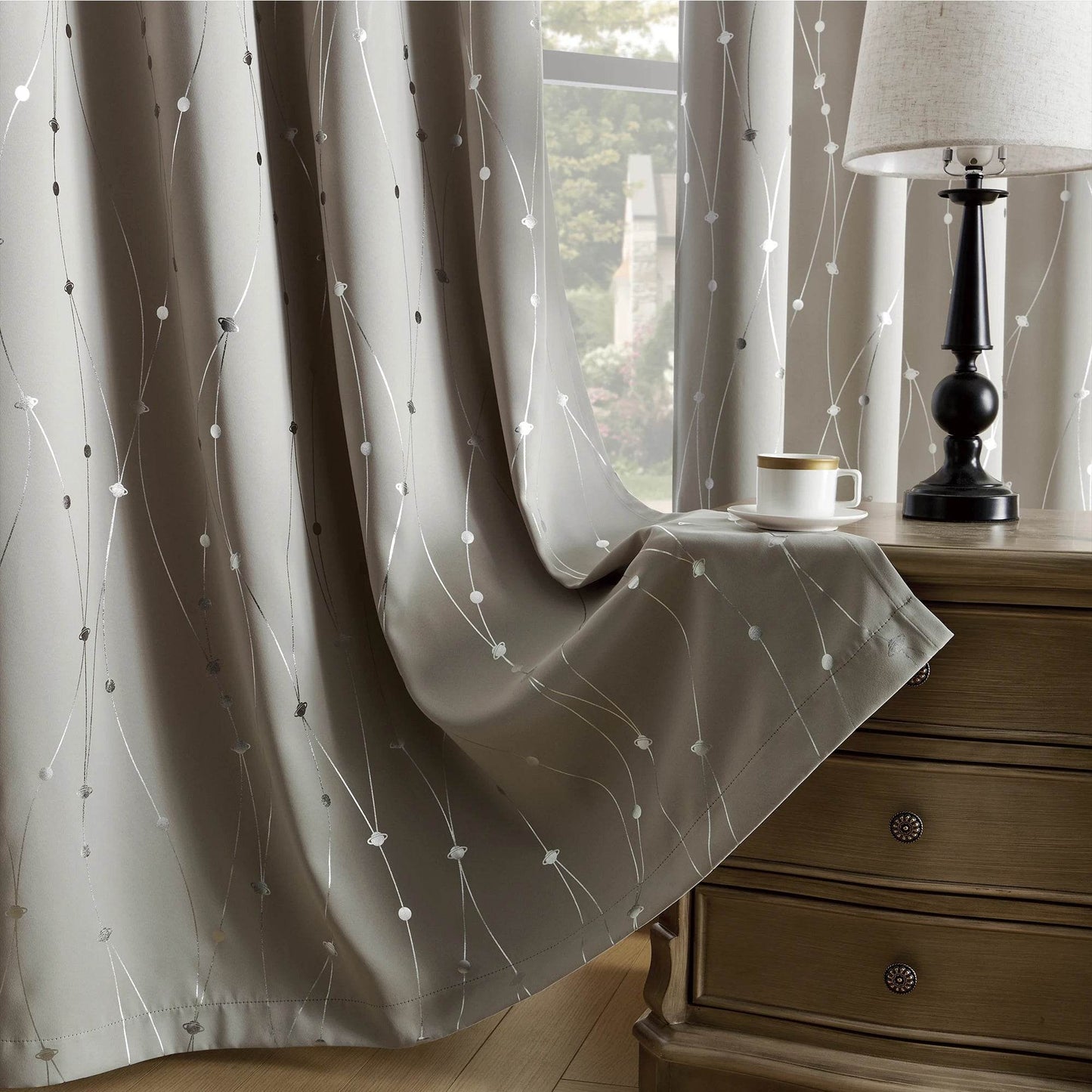 Pack Of 2 Sliver Print Blackout Curtains - Loft&Timber