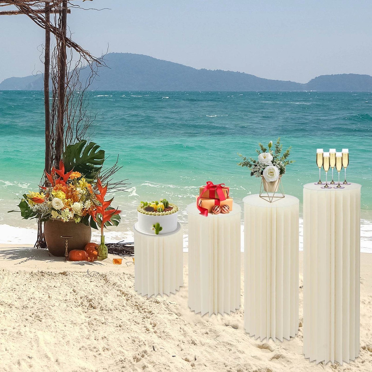 4Pcs Foldable Cardboard Flower or cake Stand (40+60+80+100cm) - Loft&Timber