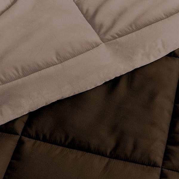 King/Cal King 3-Piece Microfiber Reversible Comforter Set in Taupe Brown - Loft&Timber