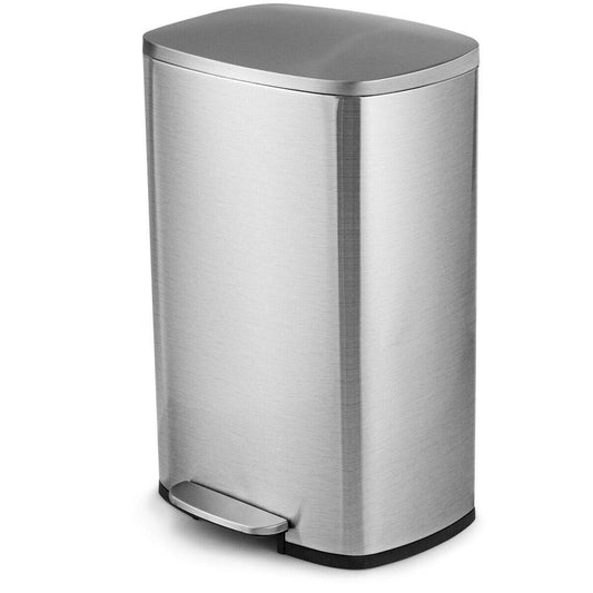 13-Gallon Modern Stainless Steel Kitchen Trash Can with Foot Step Pedal Design - Loft&Timber