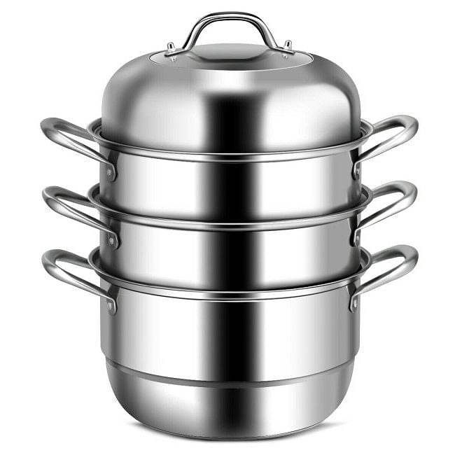 3 Tier Large Stainless Steel Steamer Cookware Set - Loft&Timber