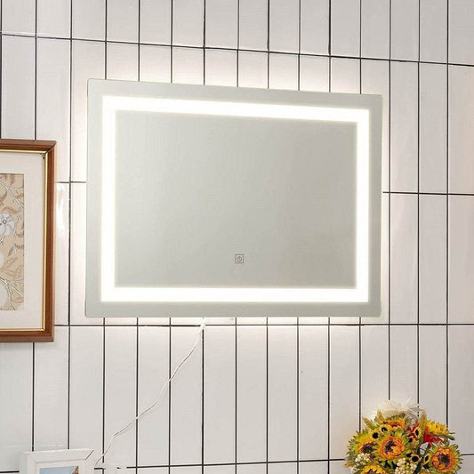 Modern LED Lighted Mirror Dimmable Wall-Mounted Bathroom Vanity 27 x 20 inch - Loft&Timber