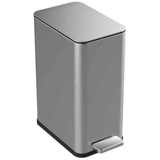 2.6 Gallon Slim Rectangular Stainless Steel Kitchen Bathroom Step Trash Can - Loft&Timber