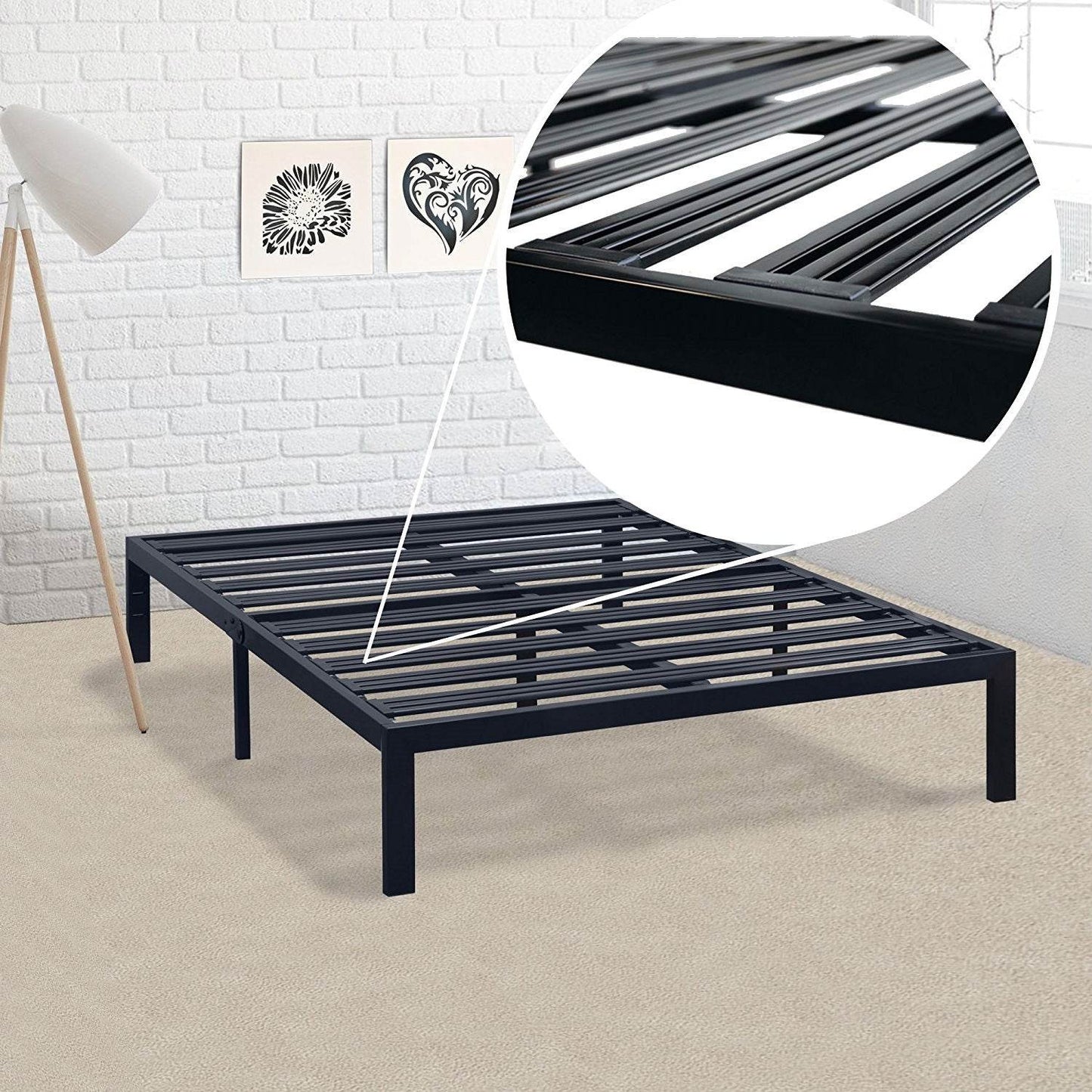 Twin XL Metal Platform Bed Frame with Heavy Duty Steel Slats - Loft&Timber