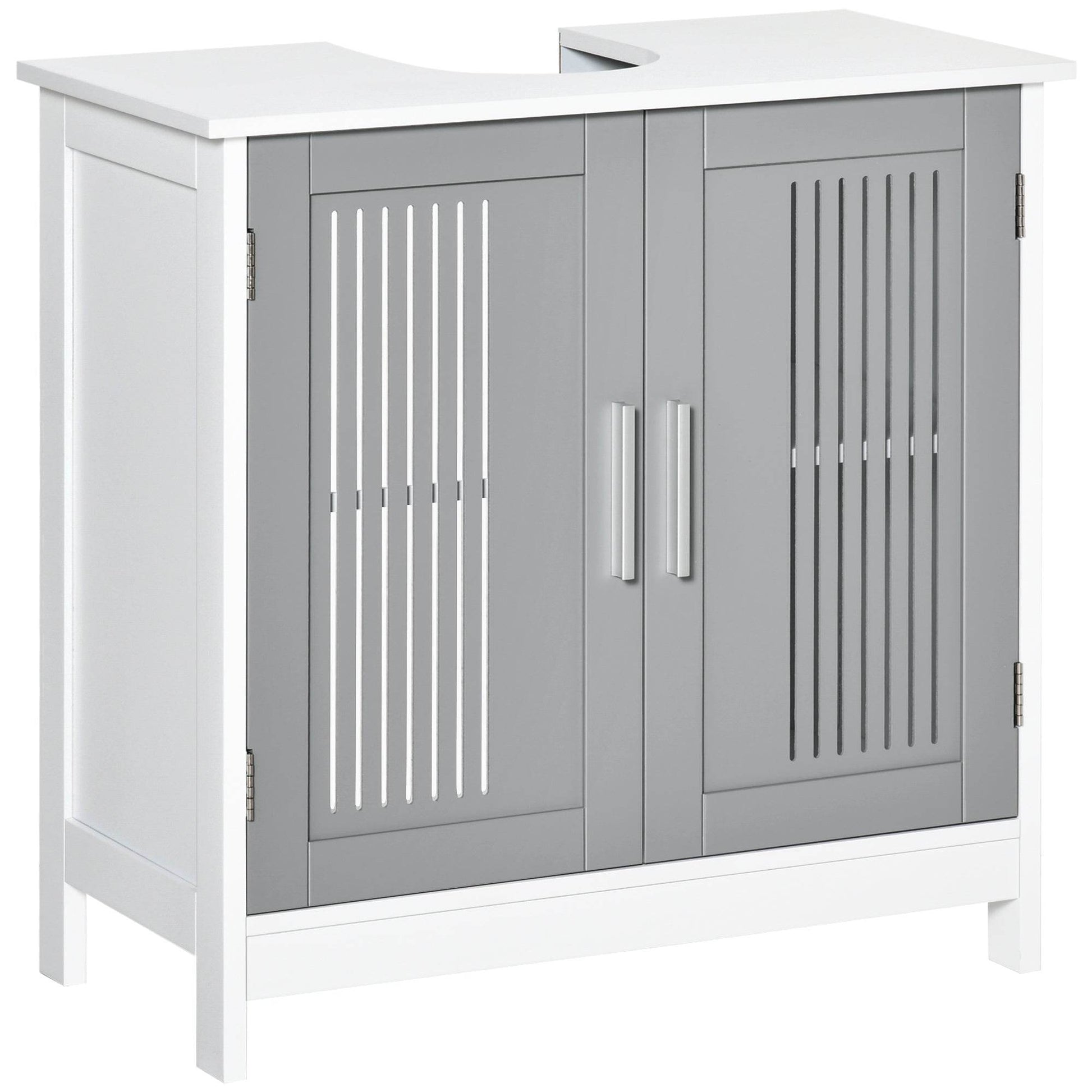 Modern Under Sink Bathroom Vanity Cabinet with Adjustable Shelves - Grey - Loft&Timber