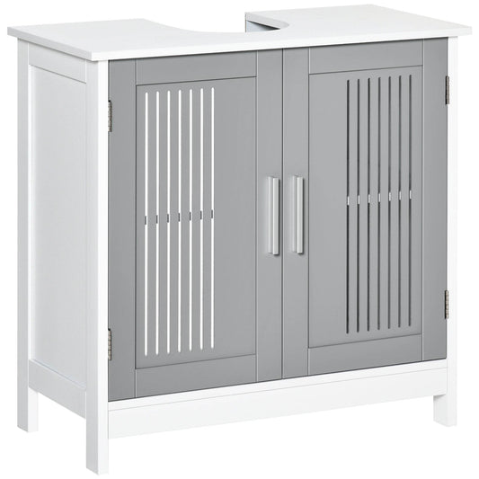 Modern Under Sink Bathroom Vanity Cabinet with Adjustable Shelves - Grey - Loft&Timber