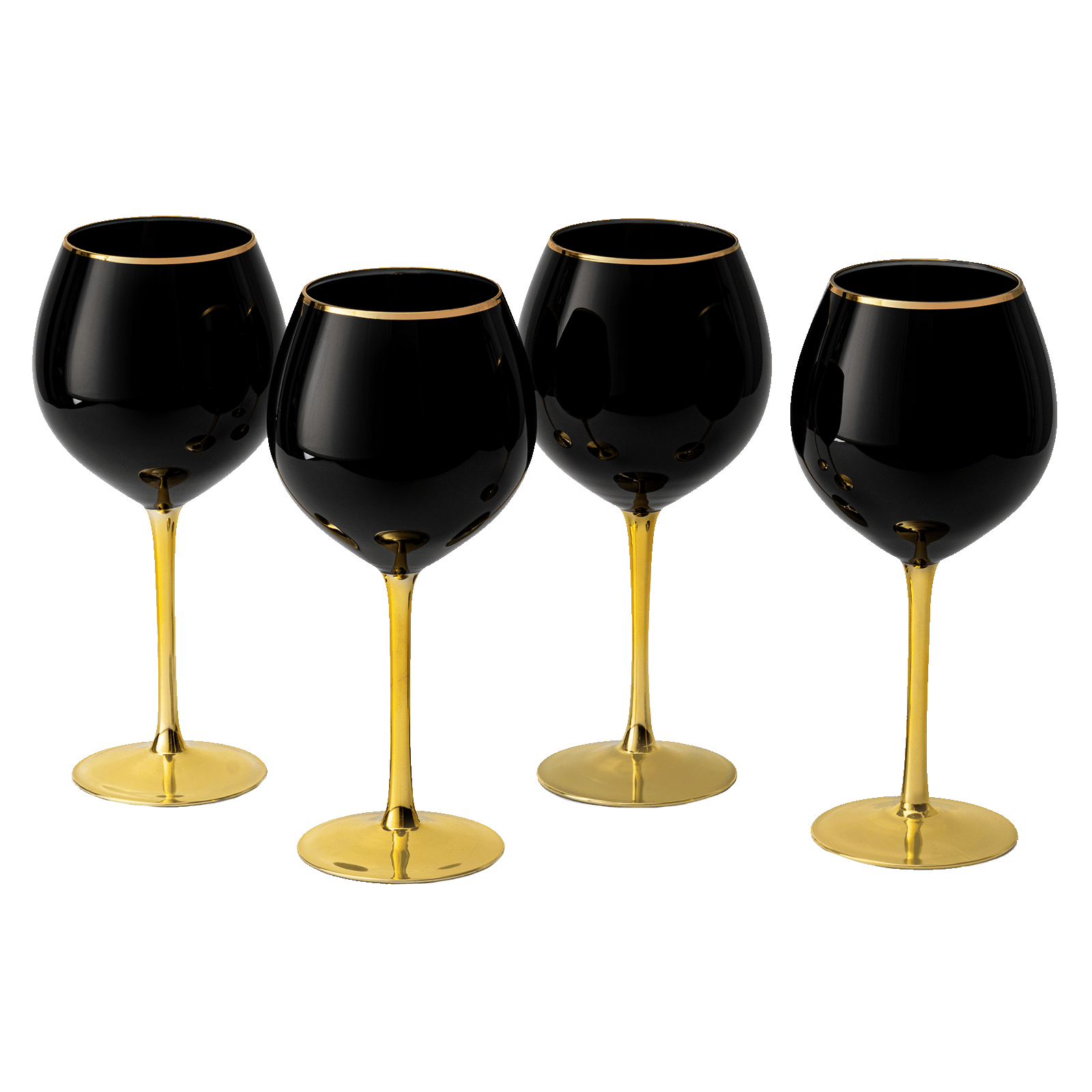 The Wine Savant Set of 4 Black Wine Glasses Gold Stemmed 14 oz Gold Rim Wine Glasses, Black Colored Wine Glasses Luxury Wine Glassware Wine Tasting, Wedding Gift, Anniversary, Birthday - Loft&Timber