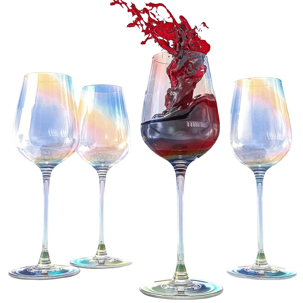 Iridescent Luster Large Radiance Wine Glasses - White Pearl Whimsy and Nostalgia Large Red Wine or White Wine Glass In An Elegant Gift Box - Loft&Timber
