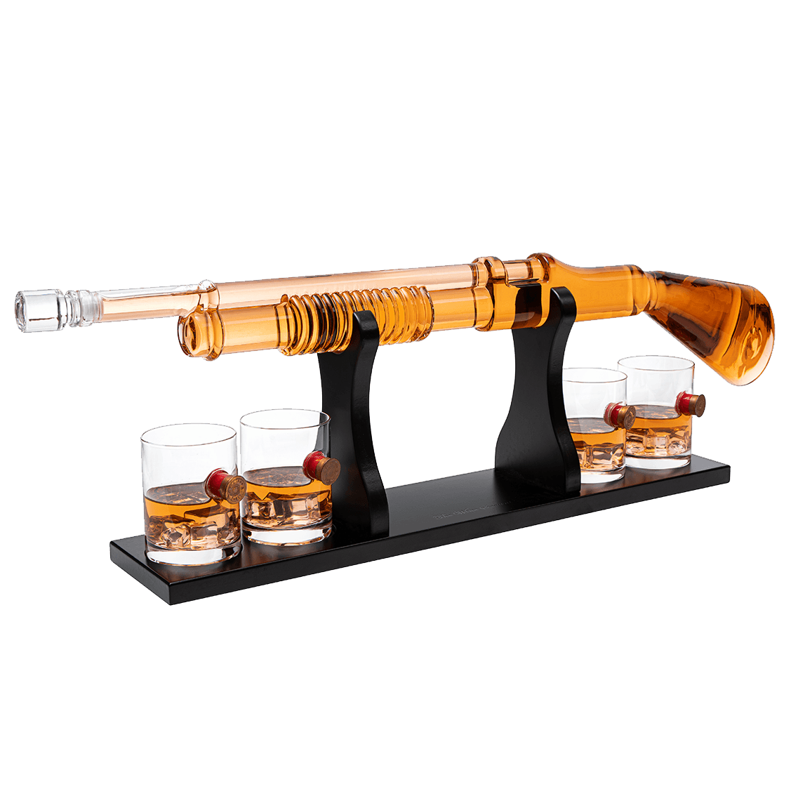 Shotgun Whiskey Decanter Set - Limited Edition - 800 ml & 4 12oz Bullet Glasses - Unique Gift - Drinking Party Accessory, Handmade Gun Liquor Decanter, Tik Tok Gun Decanter Gifts for Dad - Loft&Timber