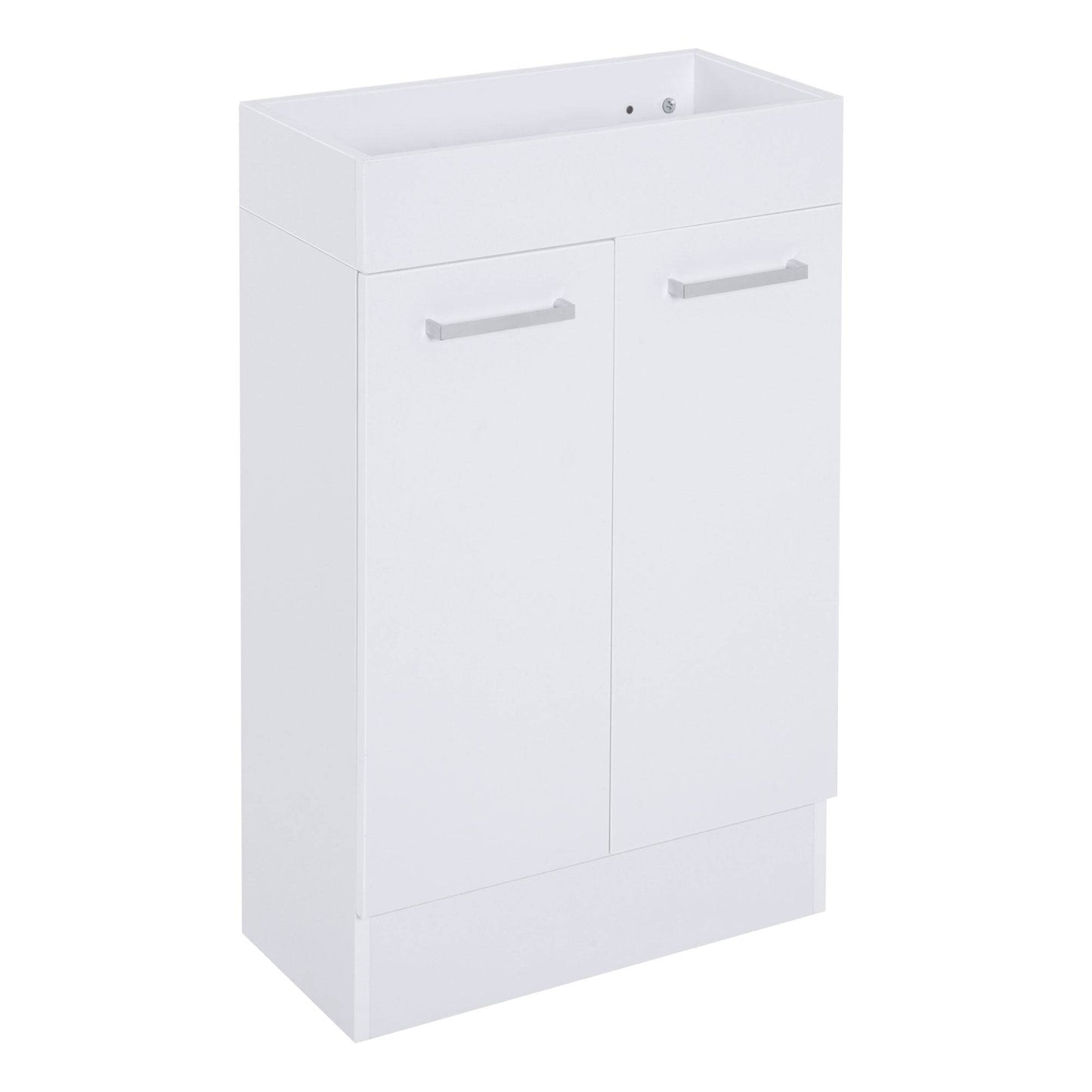 Compact Freestanding Bathroom Vanity Unit with Ceramic Basin - White - Loft&Timber