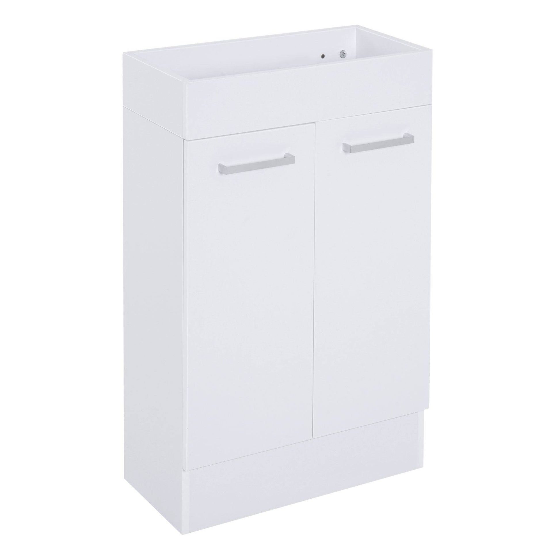 Compact Freestanding Bathroom Vanity Unit with Ceramic Basin - White - Loft&Timber