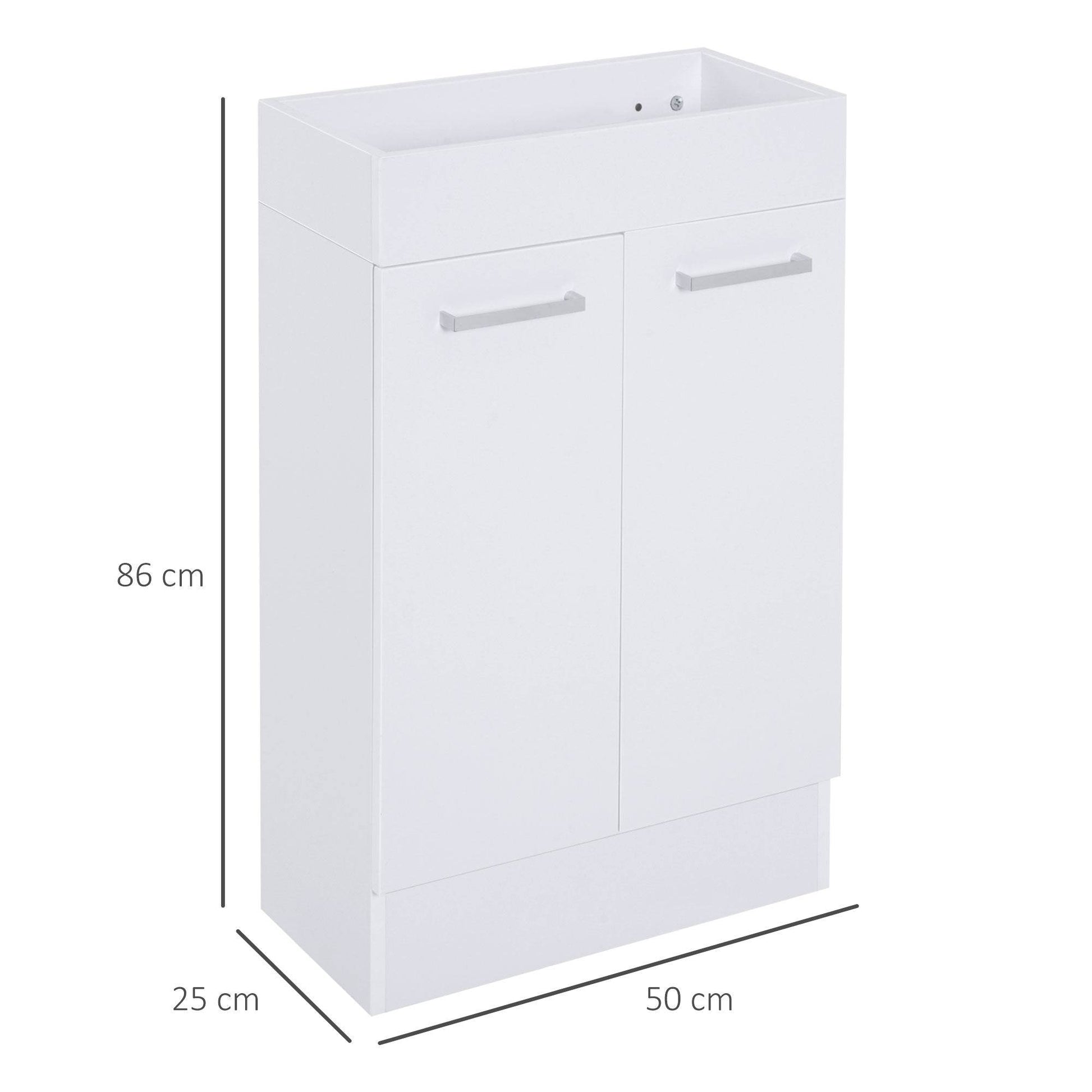 Compact Freestanding Bathroom Vanity Unit with Ceramic Basin - White - Loft&Timber