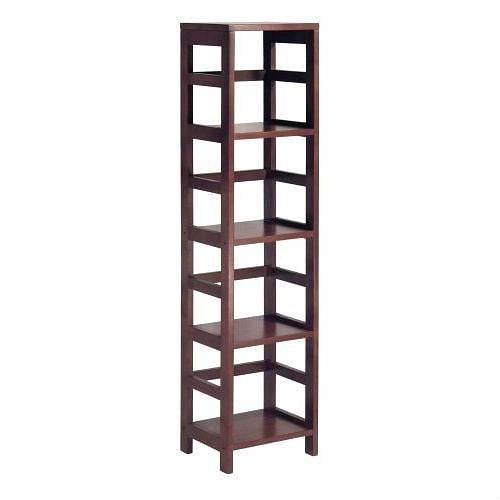 4-Shelf Narrow Shelving Unit Bookcase Tower in Espresso - Loft&Timber