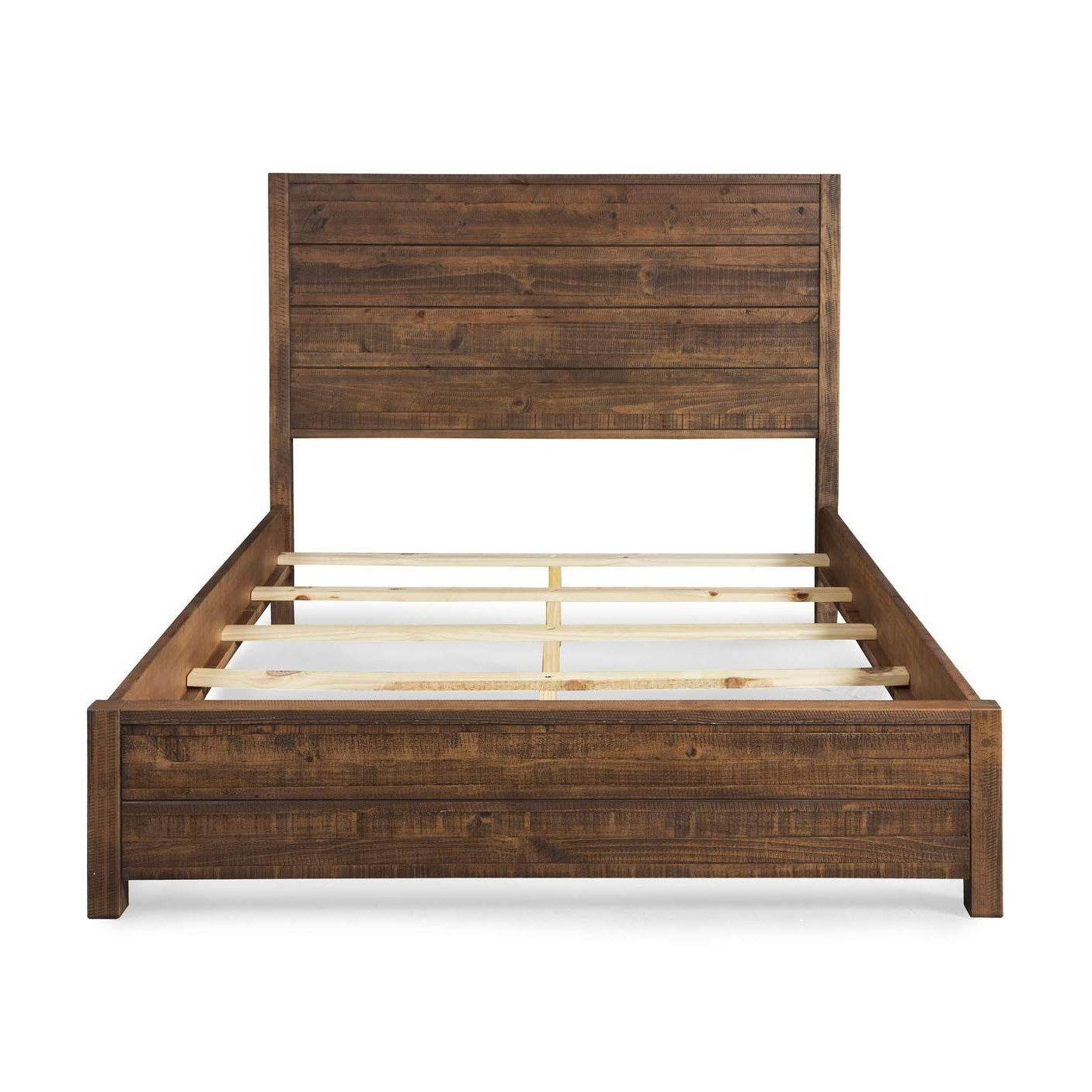 FarmHome Walnut Solid Pine Platform Bed in Queen Size - Loft&Timber
