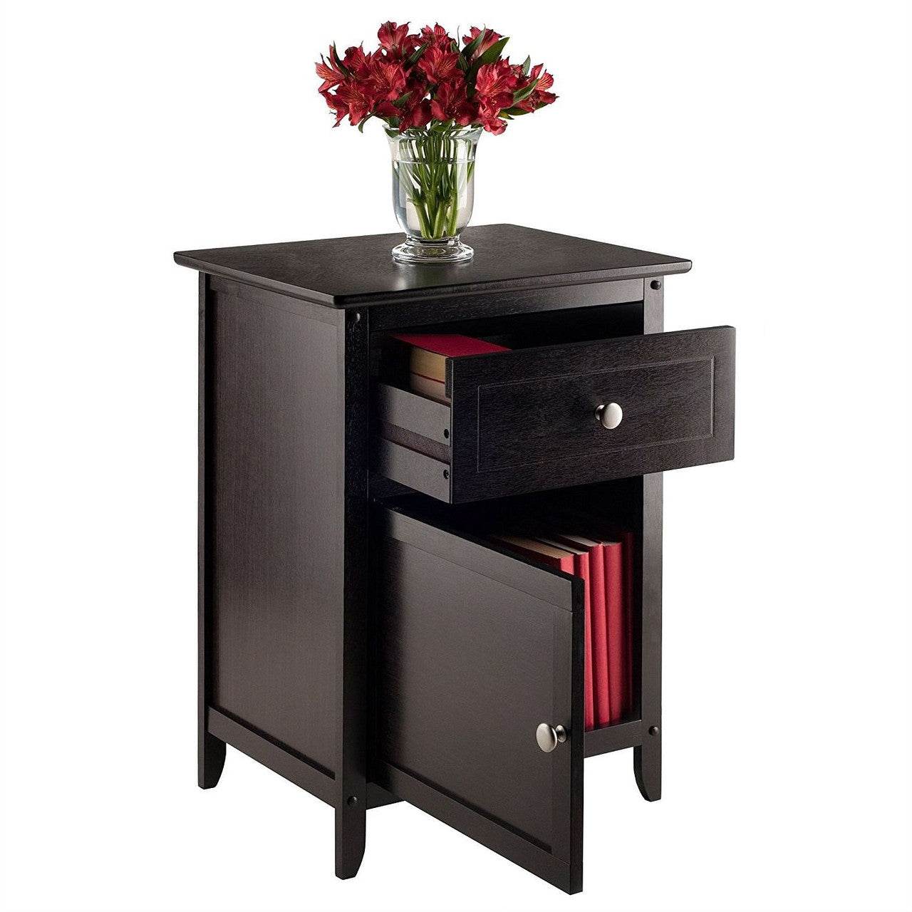Espresso Wood End Table Nightstand Accent Table - Loft&Timber