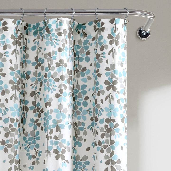 72-inch White Blue Grey Floral Flowers Shower Curtain - Loft&Timber