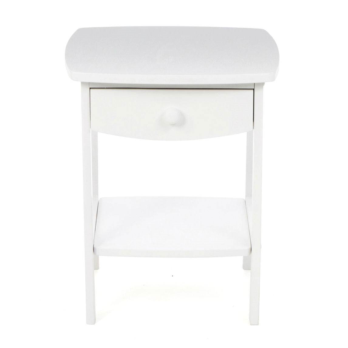 White Wood Contemporary 1-Drawer Bedside Table Nightstand - Loft&Timber