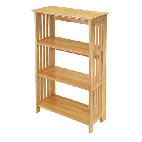 4-Shelf Wooden Folding Bookcase Storage Shelves in Natural Finish - Loft&Timber