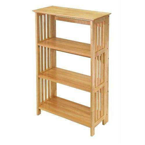 4-Shelf Wooden Folding Bookcase Storage Shelves in Natural Finish - Loft&Timber