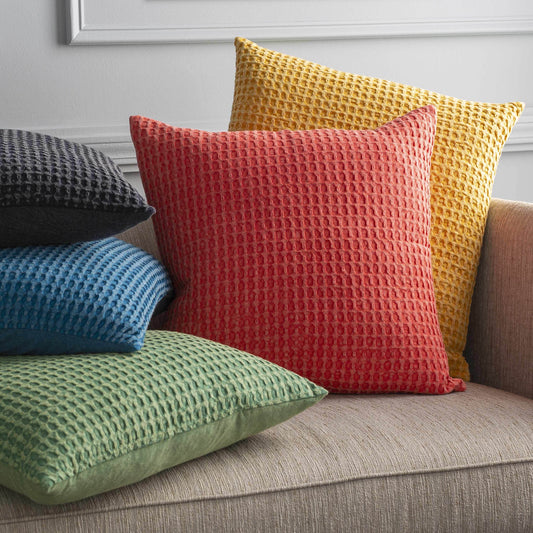 Paulding Textured Yellow Cotton Square Throw Pillow - Loft&Timber