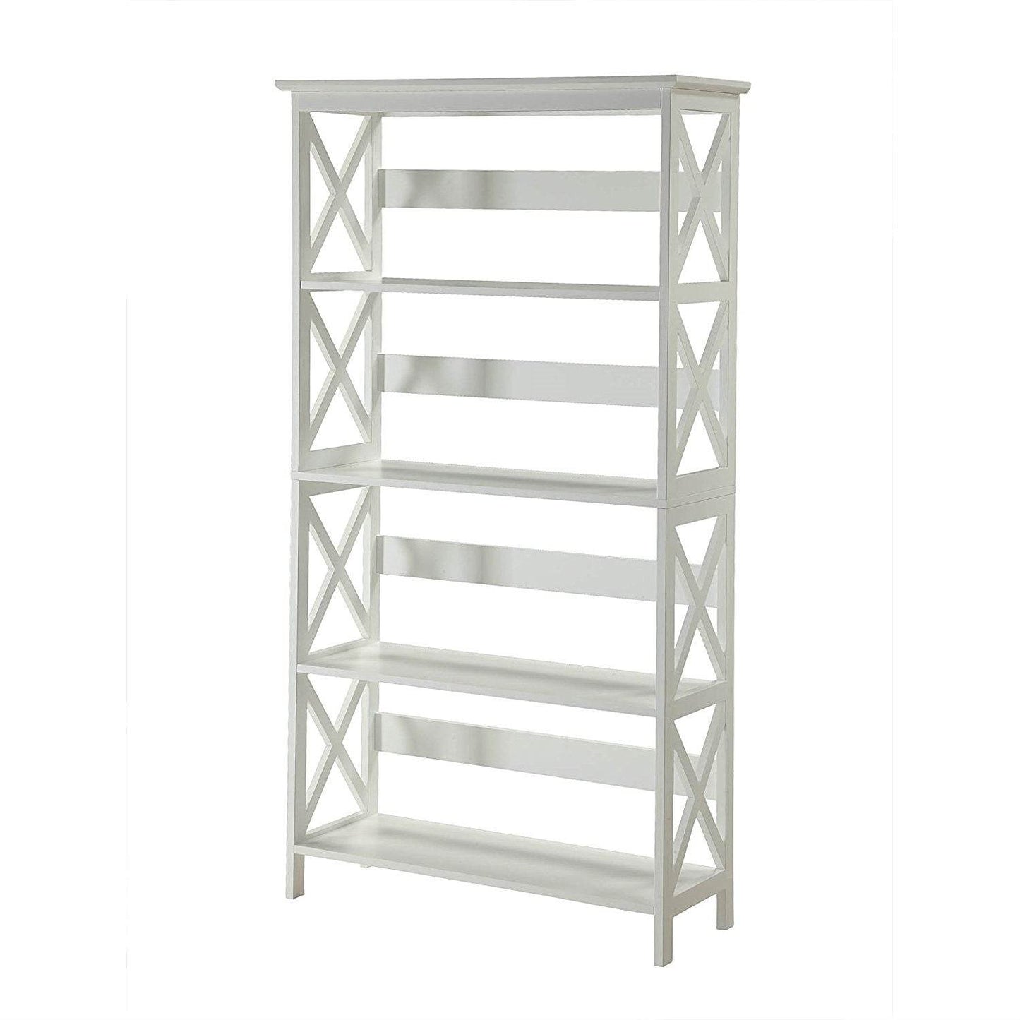 Glossy White 5-Shelf Bookcase - Loft&Timber